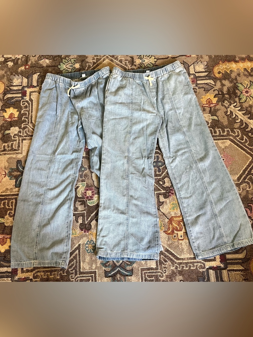 Cat & Jack Girls Wide Leg Seam Front Pull On Jeans 2 Pack Light Wash 16